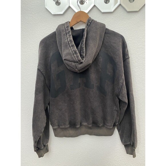 GAP Womens Crop Logo Hoodie Faded Black XSmall - Picture 9 of 14